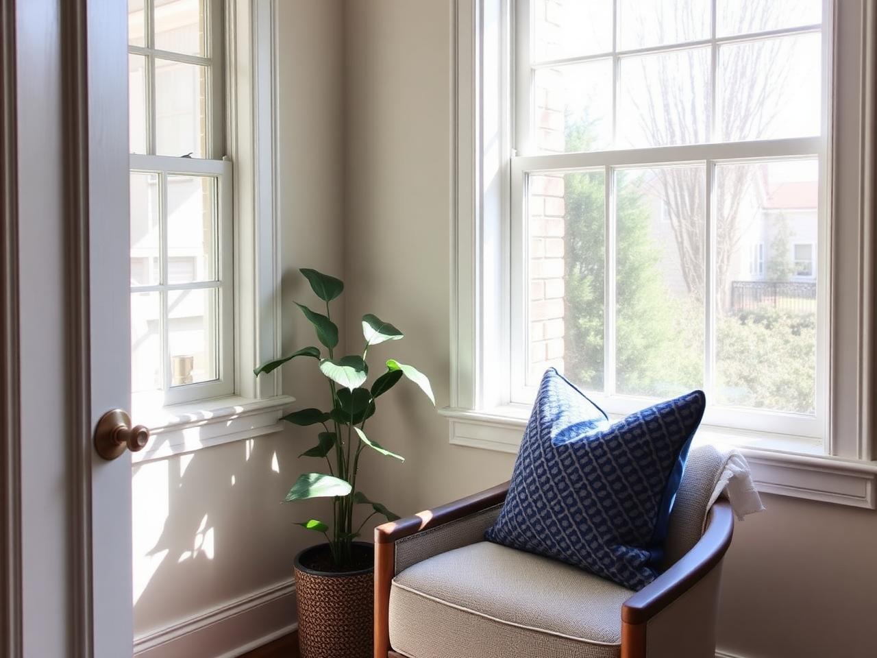 Cozy reading nook by window